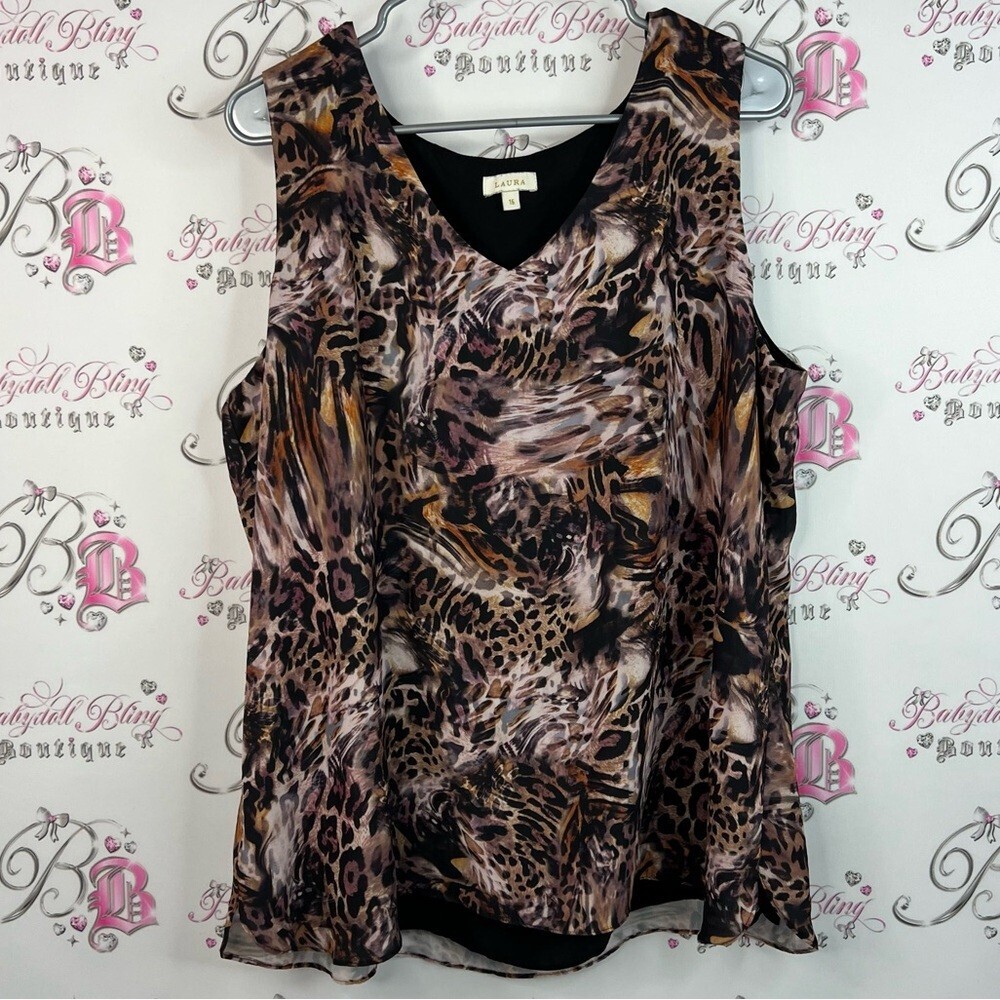 Laura tank top leopard cheetah print Stylish Animal Print Sleeveless Blouse